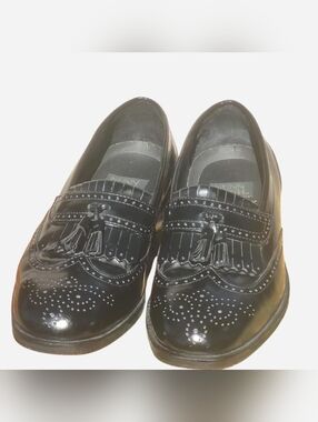 Nunn Bush Black Dress Flex Tasseled Wing Tip Loafer Men Leather Dress Shoes 8.5M